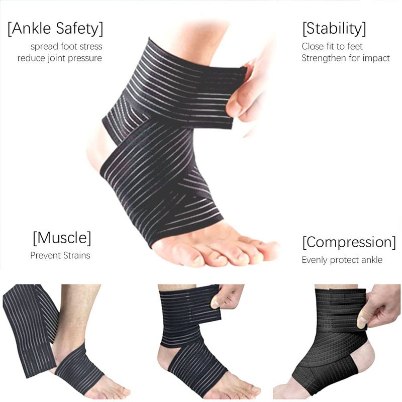 Elfzone Universal Calf Compression Sleeves - 4 Packs - Adjustable Compression Belt for Knee Brace, Ankle Brace, Wrist Brace, Elbow Brace and Calf Sleeve, Black & Skin Color Elastic Bandages - Image 5